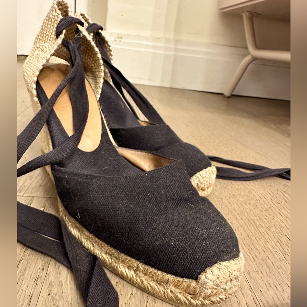 Castañer tie-up black espadrilles size 37